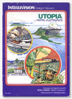 The front cover of Intellivision game Utopia, courtesy of MobyGames