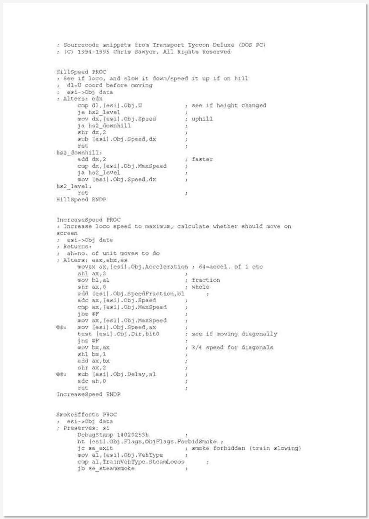 Sourcecode snippet from Transport Tycoon Deluxe