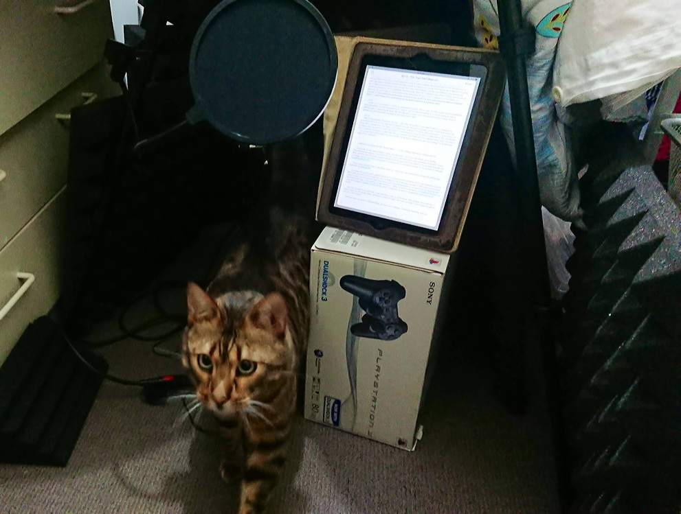 Max leaves my vocal booth