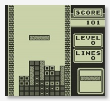 A screenshot of Tetris for the Nintendo Game Boy